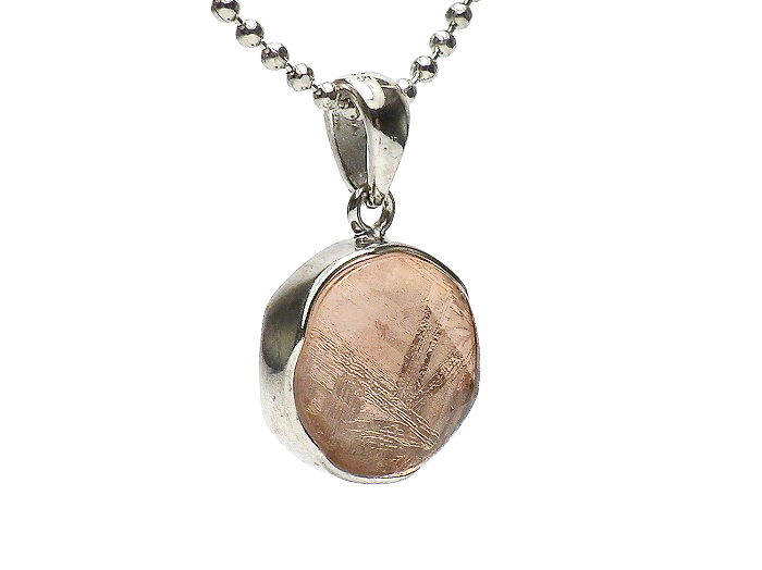 【卸】SV925 ペンダントトップ 両面ヘキサゴンカット 鉄質隕石（メテオライト）ピンクゴールド