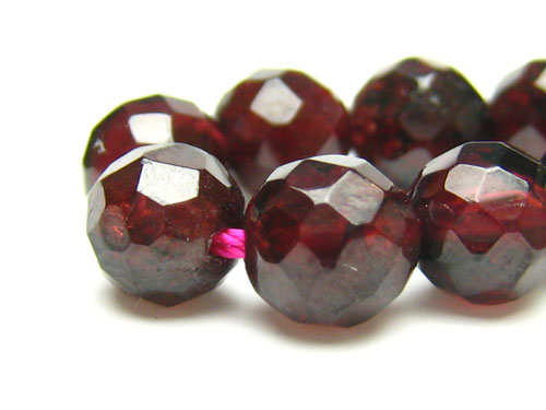 【卸】1連 64面ミラーボールカット ガーネットAA 6mm