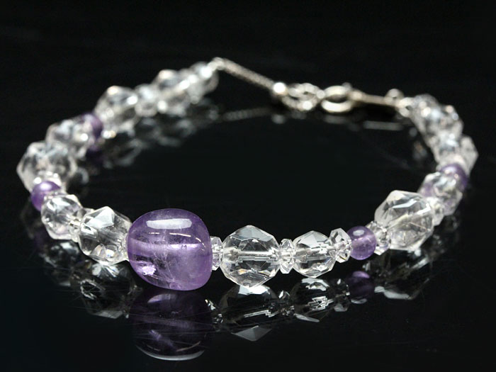 【卸】NEW!! デザインブレスレット 02月誕生石 アメジスト 