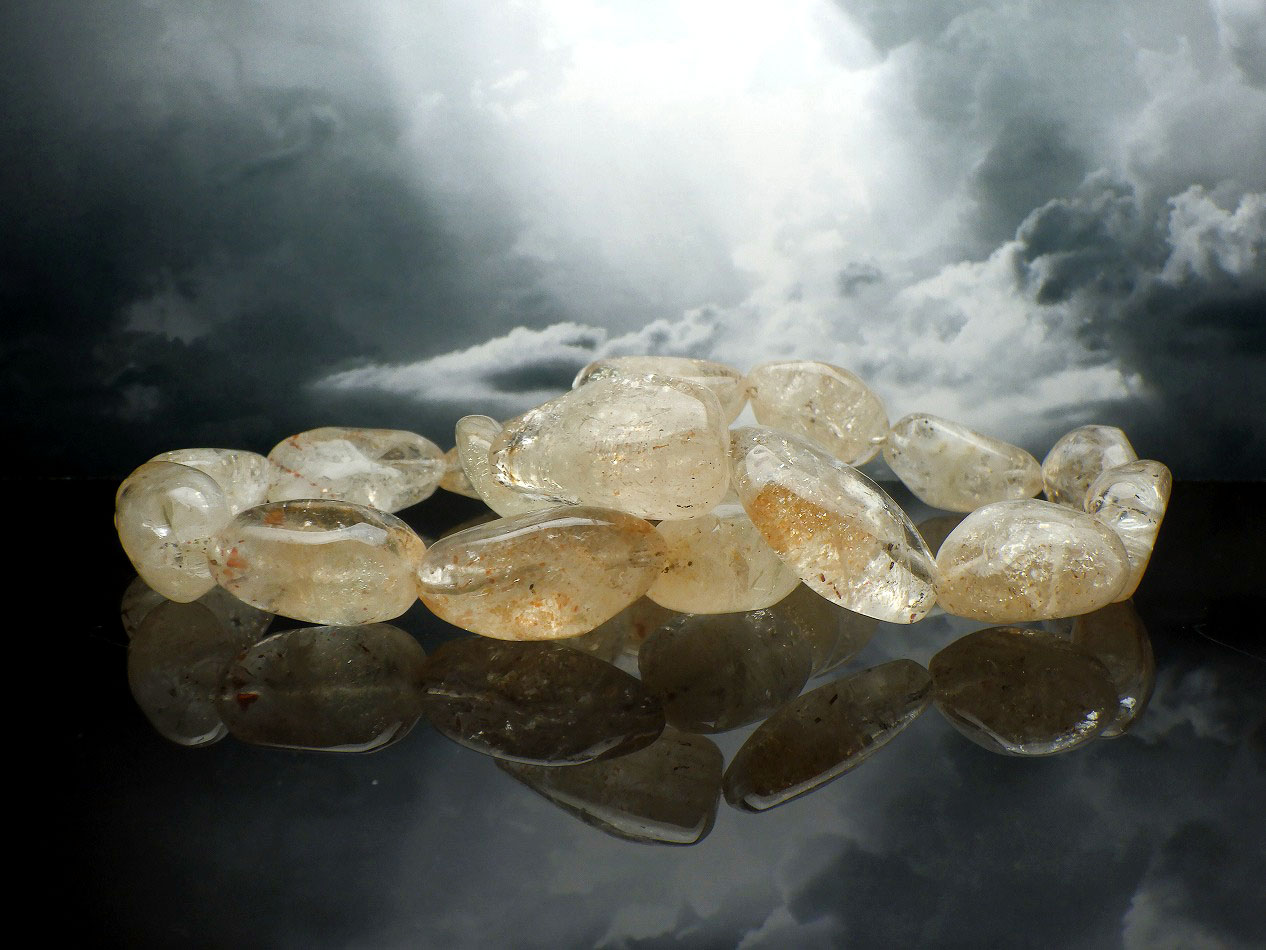 【卸】ブレスレット タンブル型 イリュージョンサンストーンA+