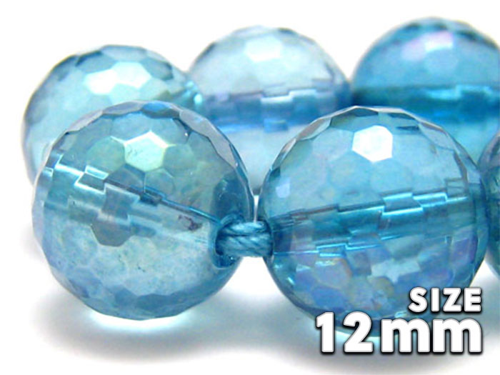 【卸】1連 128面ミラーボールカット アクアオーラ