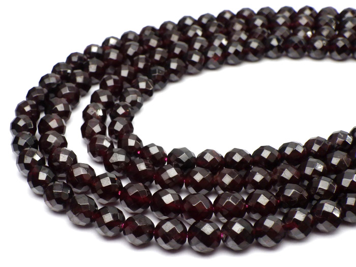 【卸】1連 64面ミラーボールカット ガーネットA 6mm