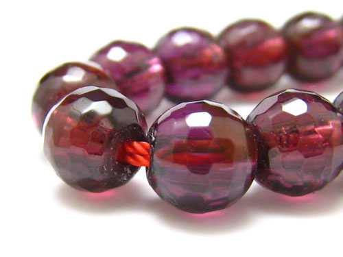 【卸】1連 128面ミラーボールカット ガーネットAA 6mm