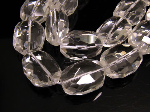 【卸】1連 フラットナゲットカット 水晶 20x15mm