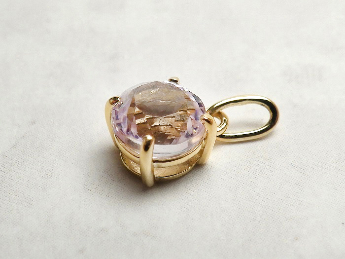 【卸】ペンダントトップ K18PT ラウンドカット アフガニスタン産 クンツァイト［送料別/クーポン除外品］