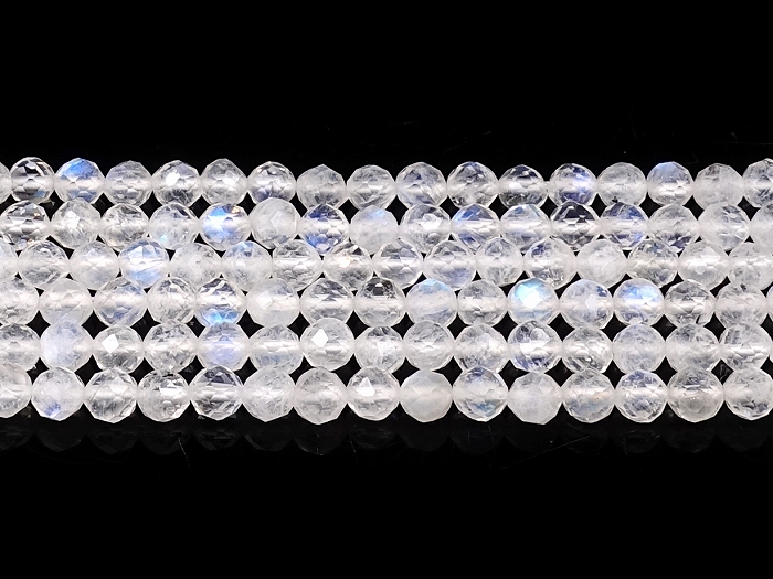 【卸】1連 ダイヤモンドカット レインボームーンストーンAAA'(ホワイトラブラドライト) 3mm