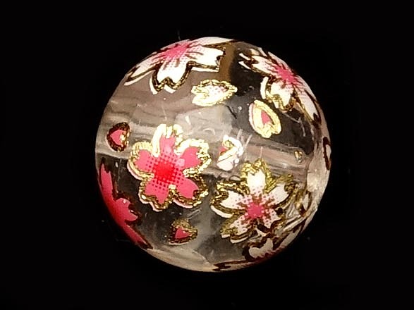 【卸】粒売り プリントビーズ  「桜咲く！お受験ビーズ」 水晶