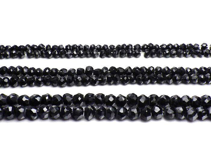 【卸】1連 インド加工カットビーズ ブラックスピネル ［5本セット］限定特価