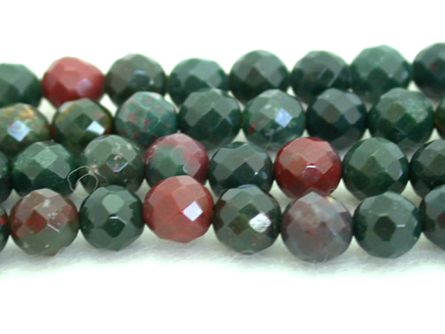 【卸】1連 64面ミラーボールカット ブラッドストーン 8mm