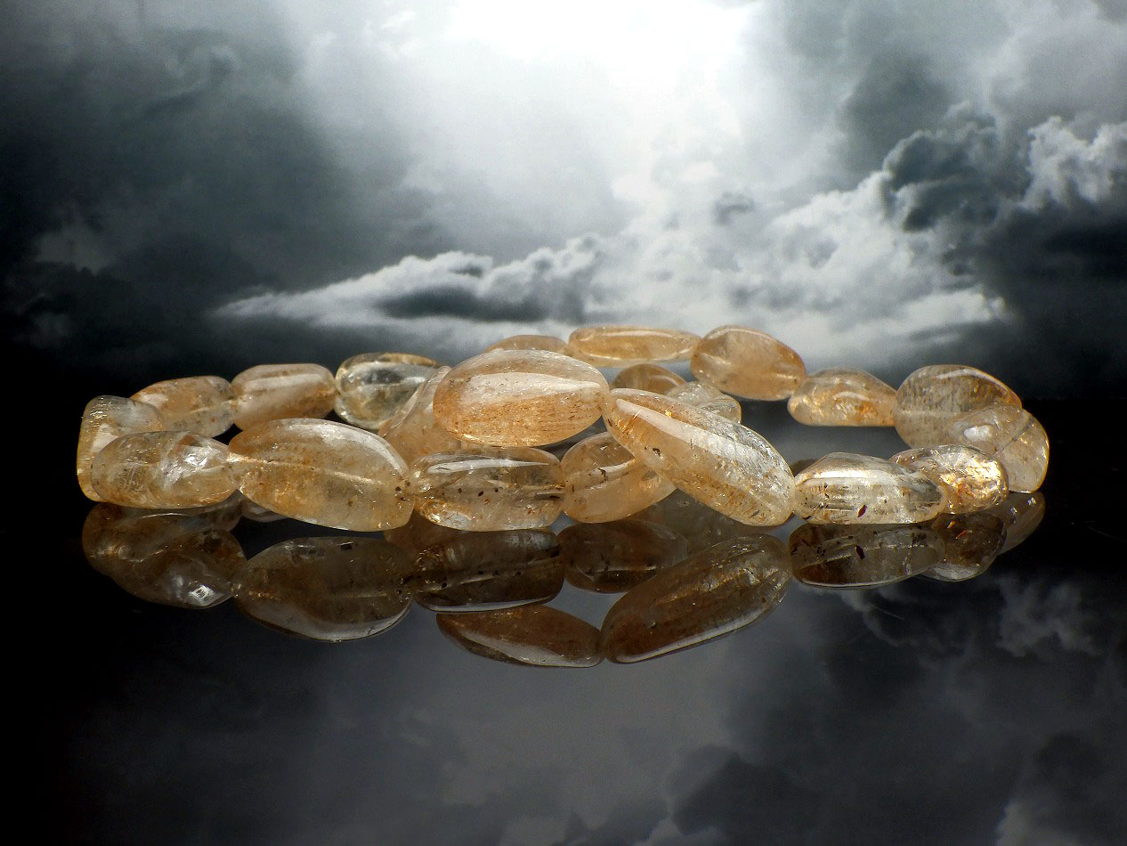 【卸】ブレスレット タンブル型 イリュージョンサンストーンAA