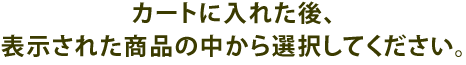 カートに入れた後、表示された商品の中から選択してください。