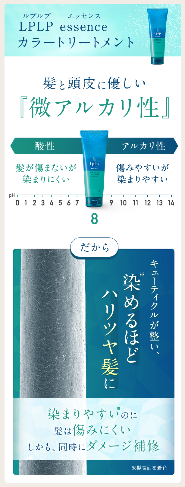 LPLP essenceカラートリートメント髪と頭皮に優しい『微アルカリ性』