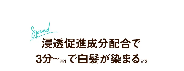 Speed たった3分※1で白髪が染まる※2