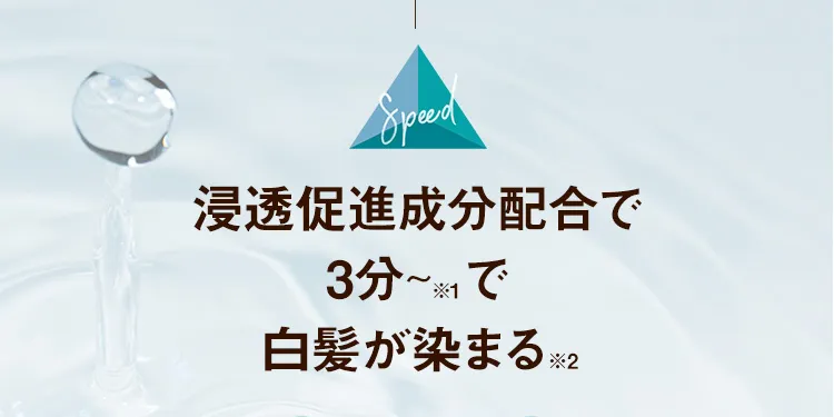 浸透促進成分配合でたった3分※1で白髪が染まる※2