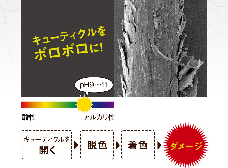 キューティクルをボロボロに！