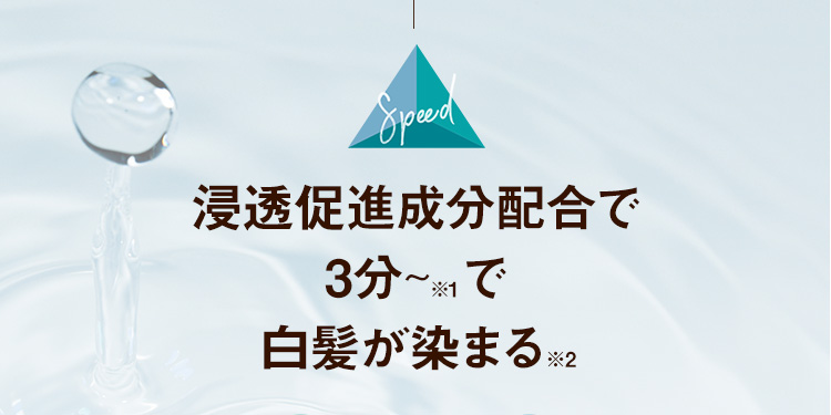 浸透促進成分配合でたった3分※1で白髪が染まる※2