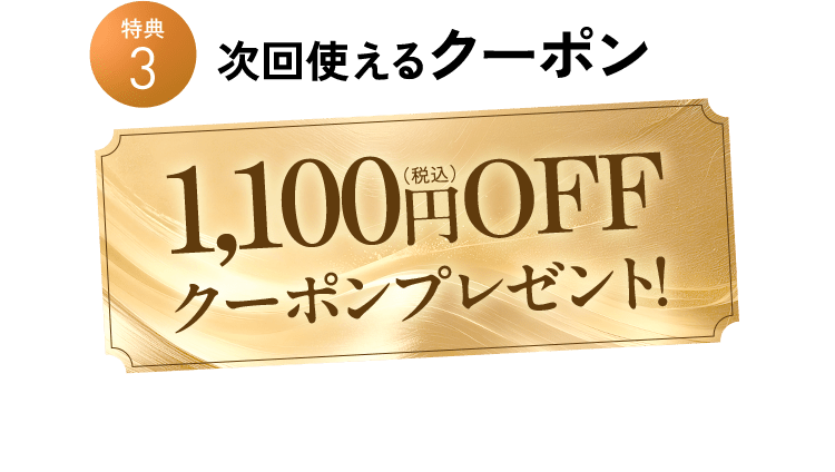 特典3 次回使えるクーポン 1,100円(税込)OFF クーポンプレゼント!