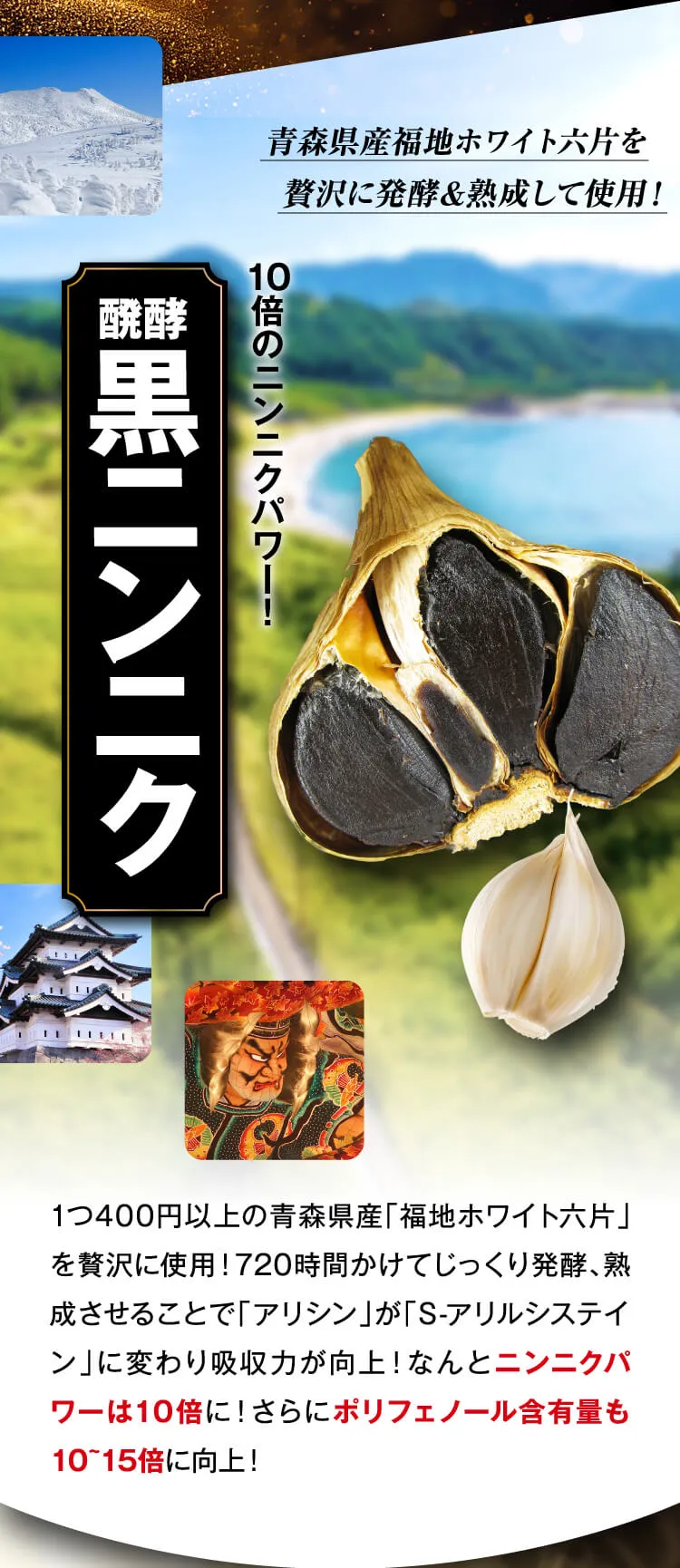 10倍のにんにくパワー 醗酵黒ニンニク