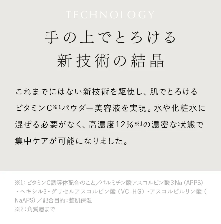 手の上でとろける新技術の結晶