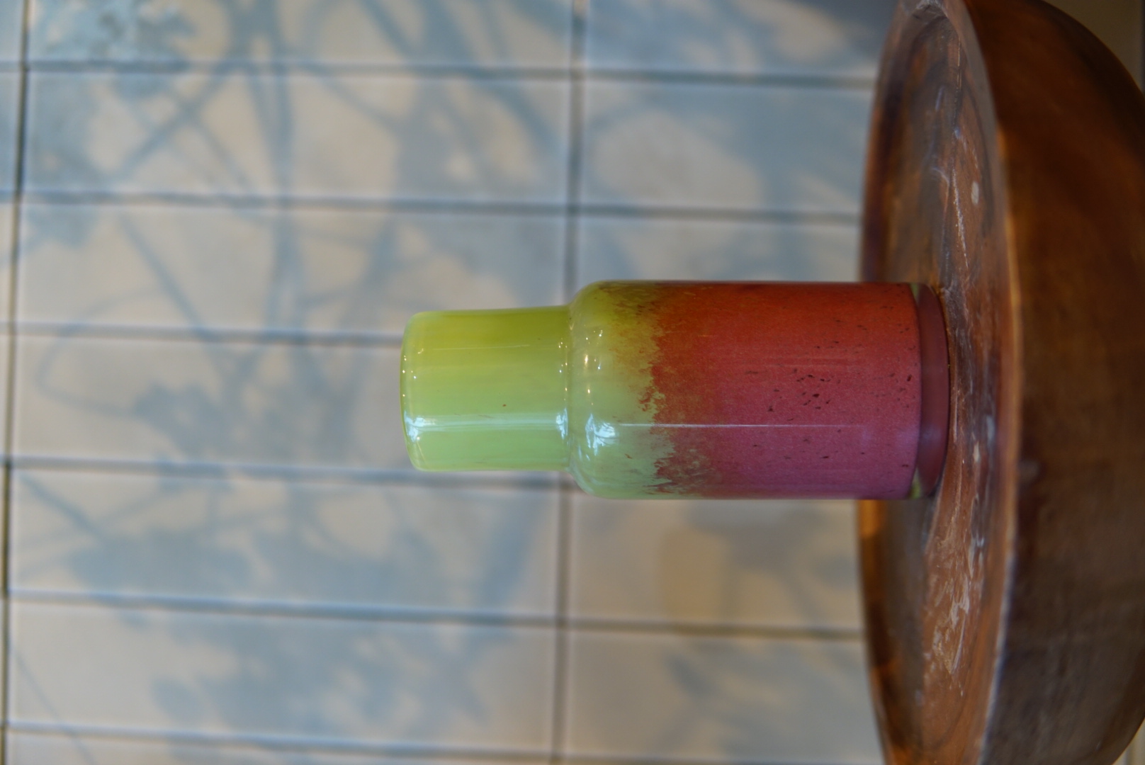 Flower vase glass pink green