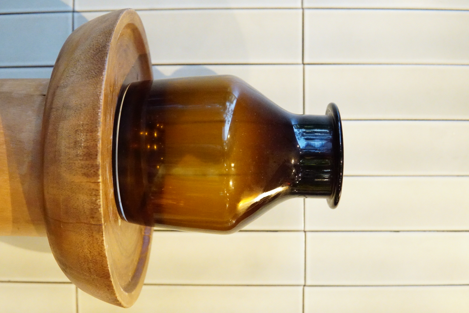 flower vase glass amber S