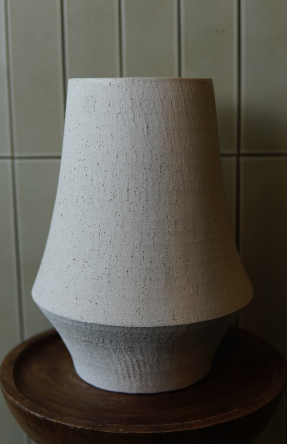 Flower vase pottery trapezoid white S