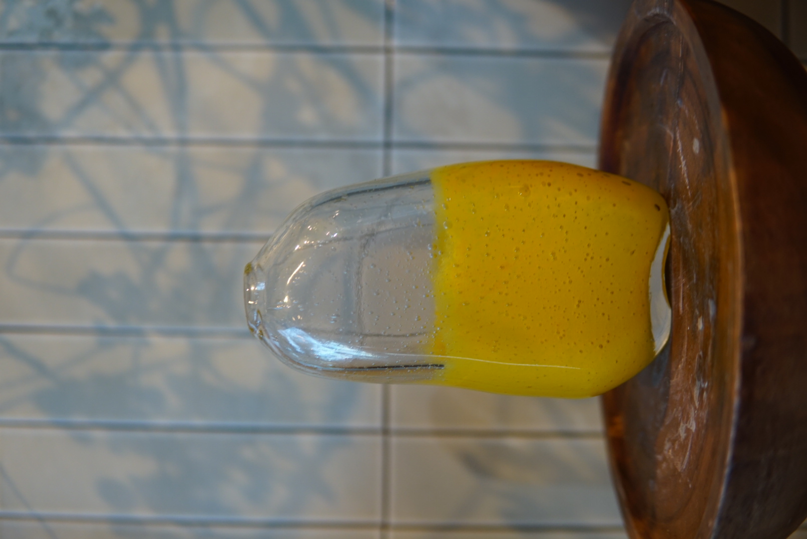 Flower vase glass clear yellow