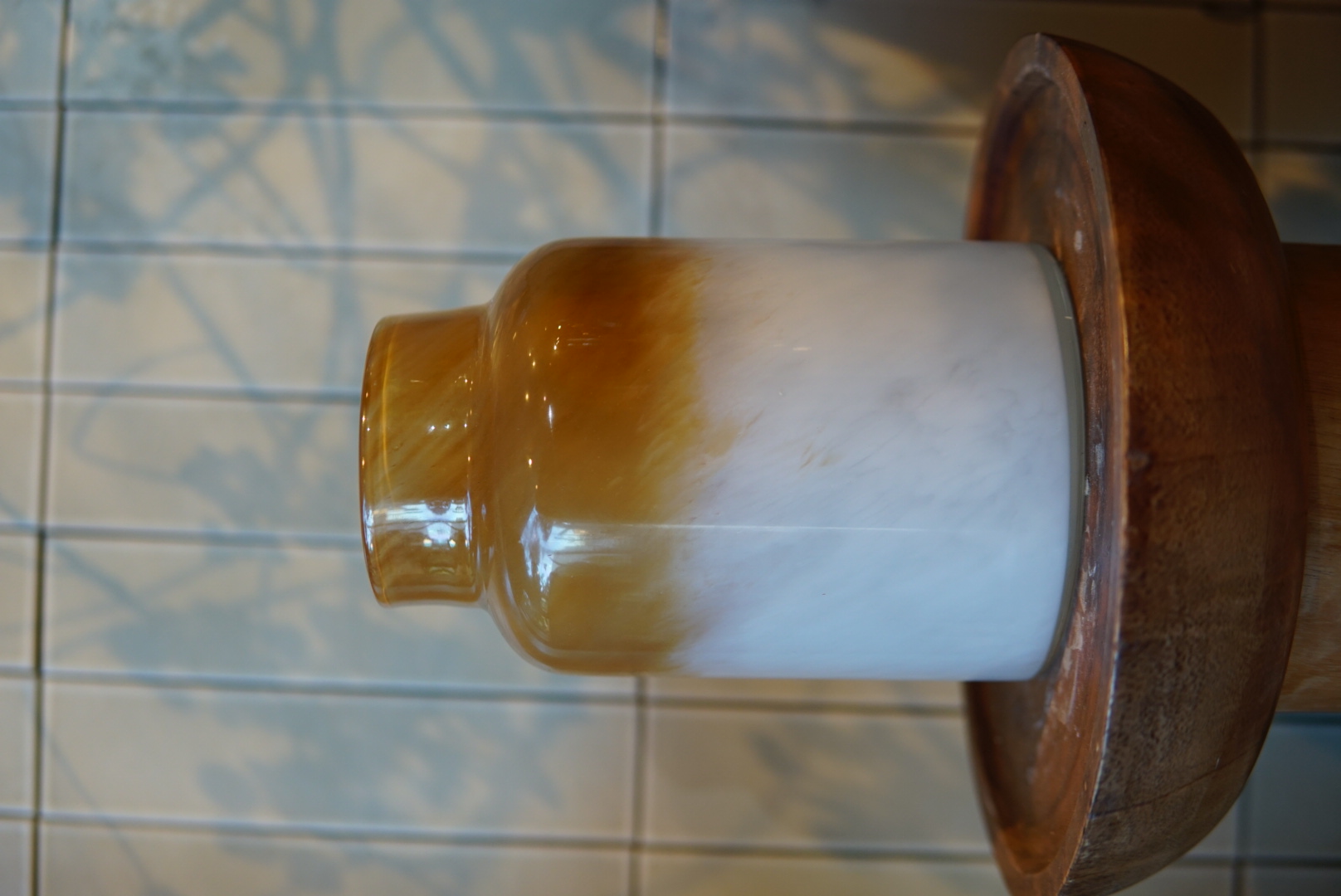 Flower vase glass white brown