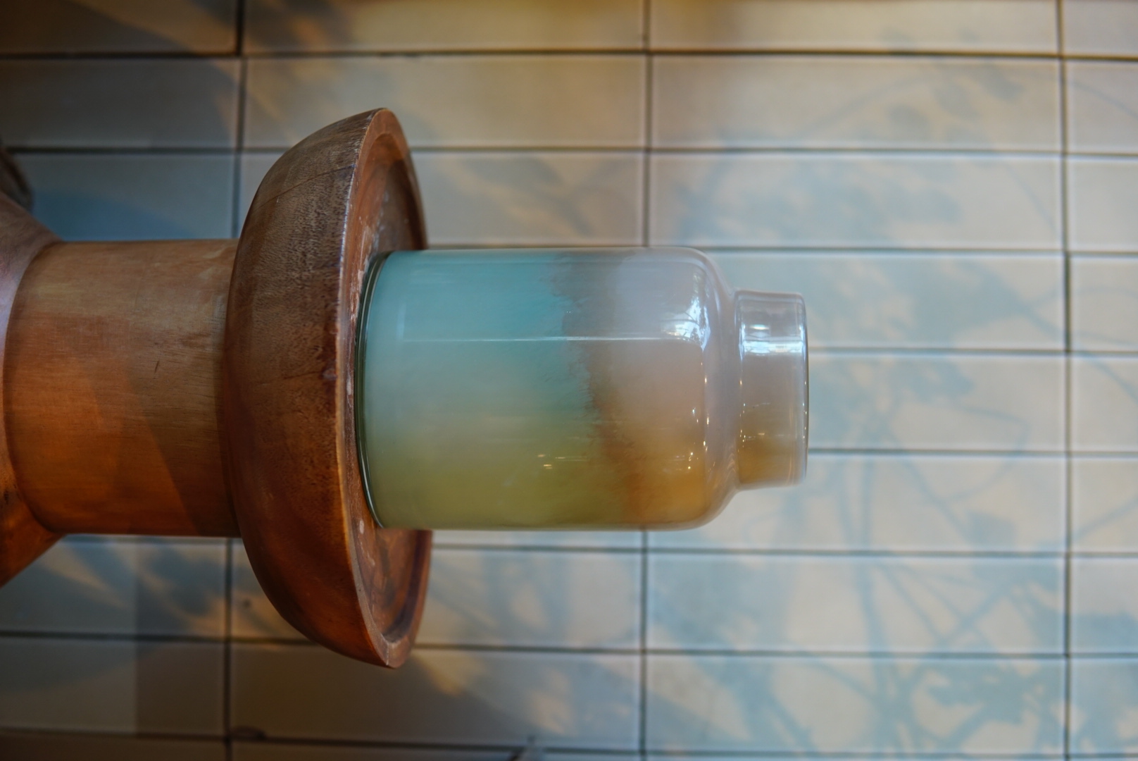 Flower vase glass green brown