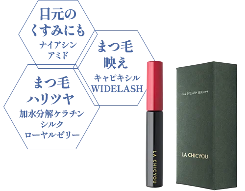 目元のくすみにも ナイアシンアミド まつ毛映え キャピキシル WIDELASH まつ毛ハリツヤ 加水分解ケラチン シルク ローヤルゼリー