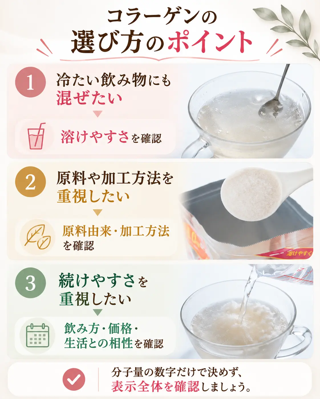 コラーゲンの選び方のポイントを整理したフローチャート