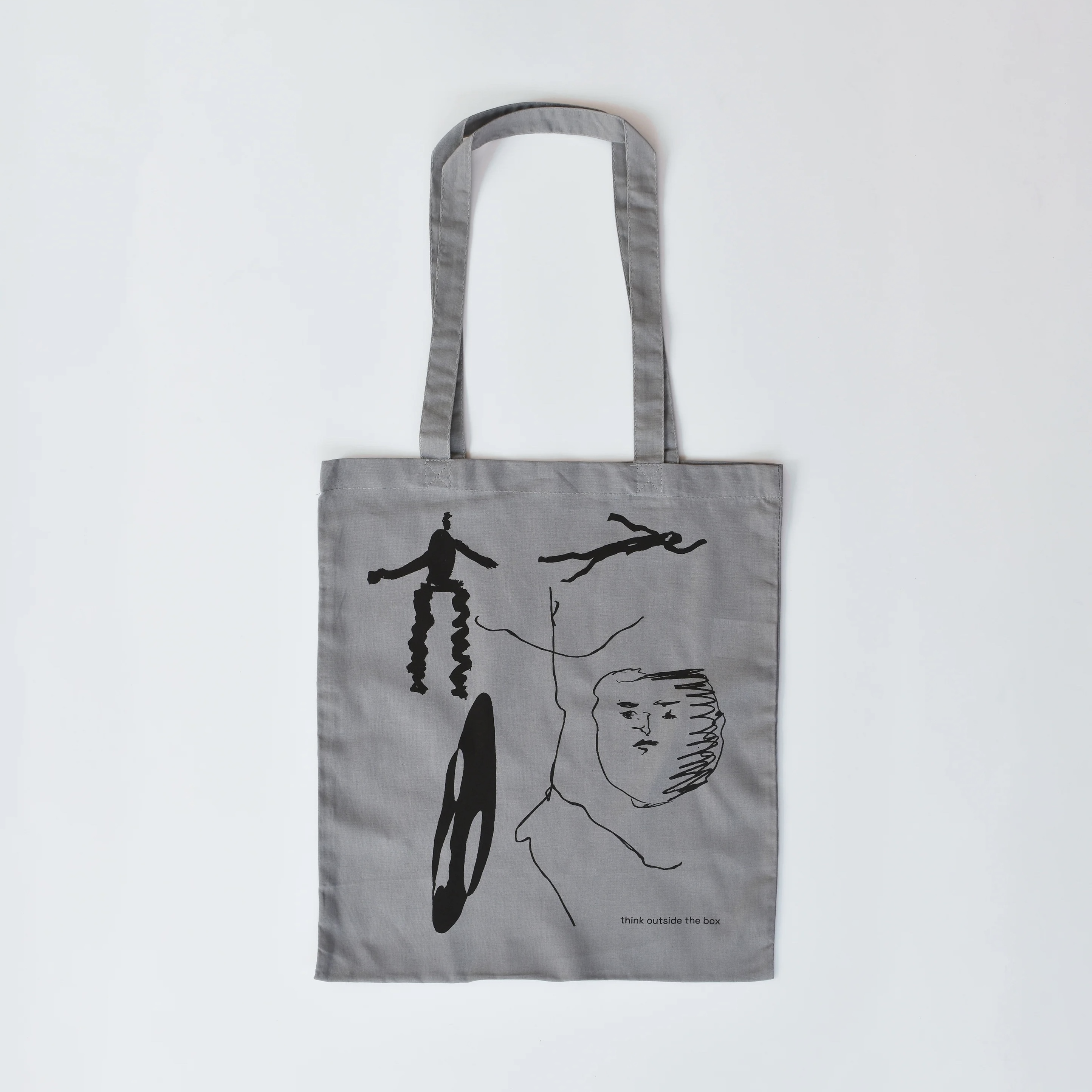 THINK OUTSIDE THE BOX TOTE BAG / gray