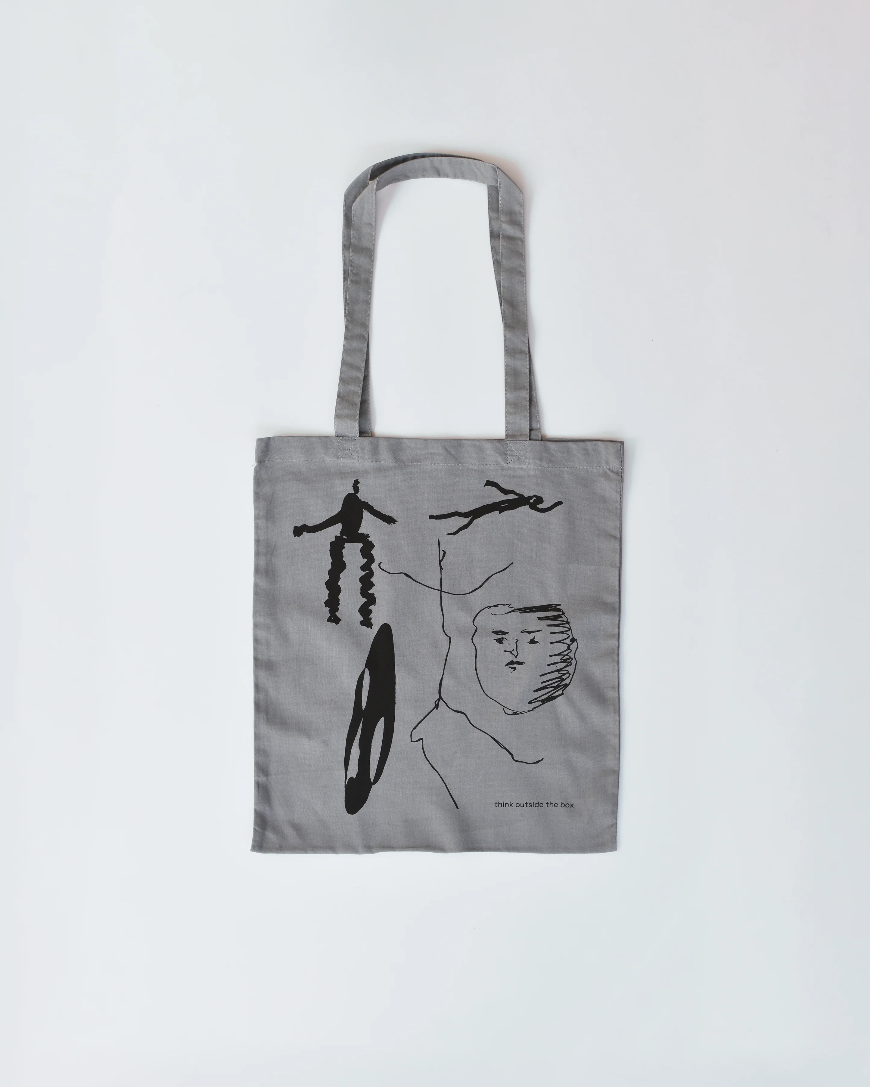 THINK OUTSIDE THE BOX TOTE BAG / gray