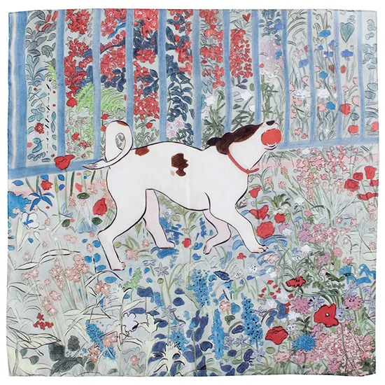 庭、ボール遊びの犬