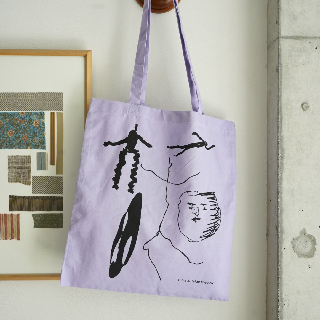 THINK OUTSIDE THE BOX TOTE BAG / purple