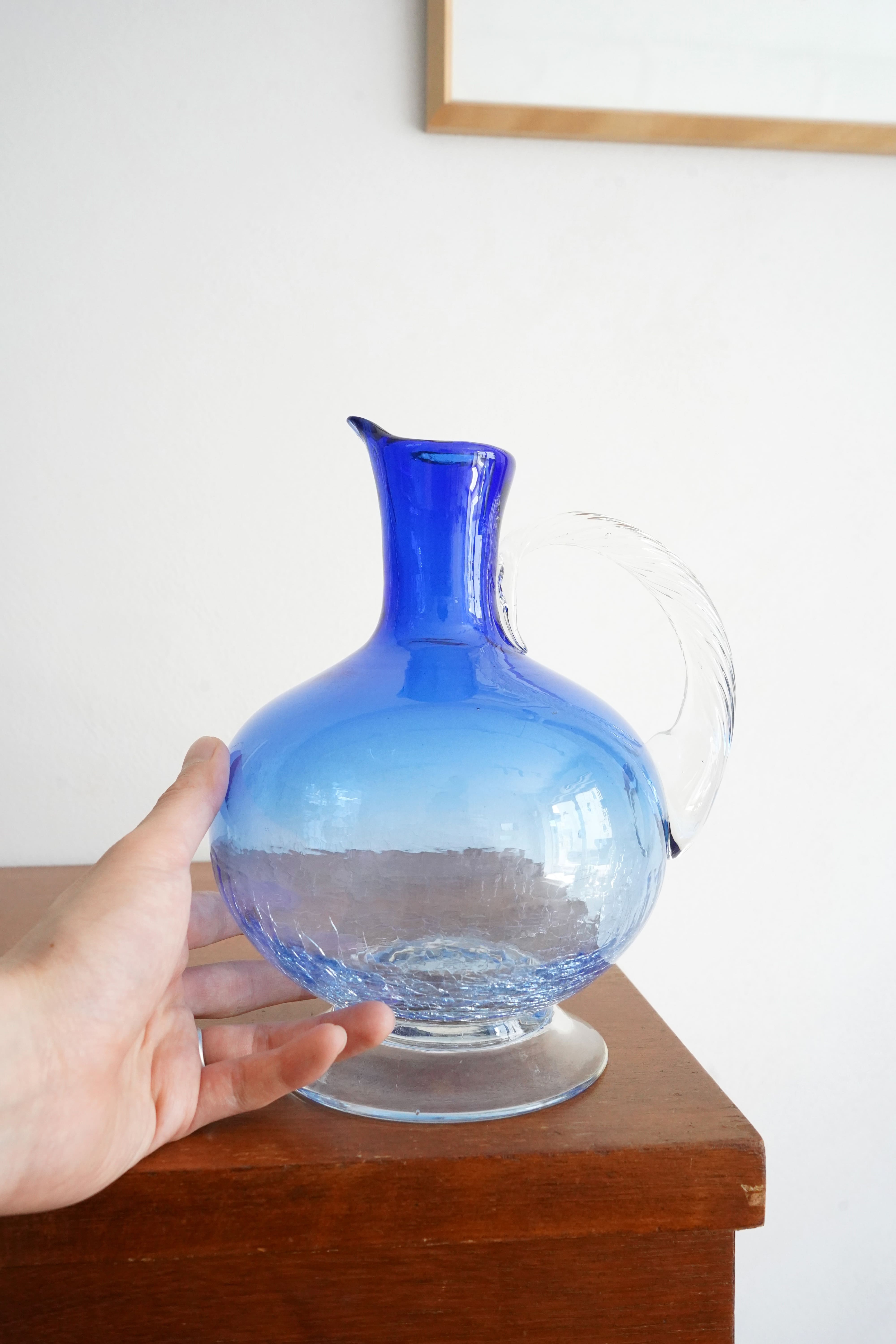 Blue Ripple Glass Vase
