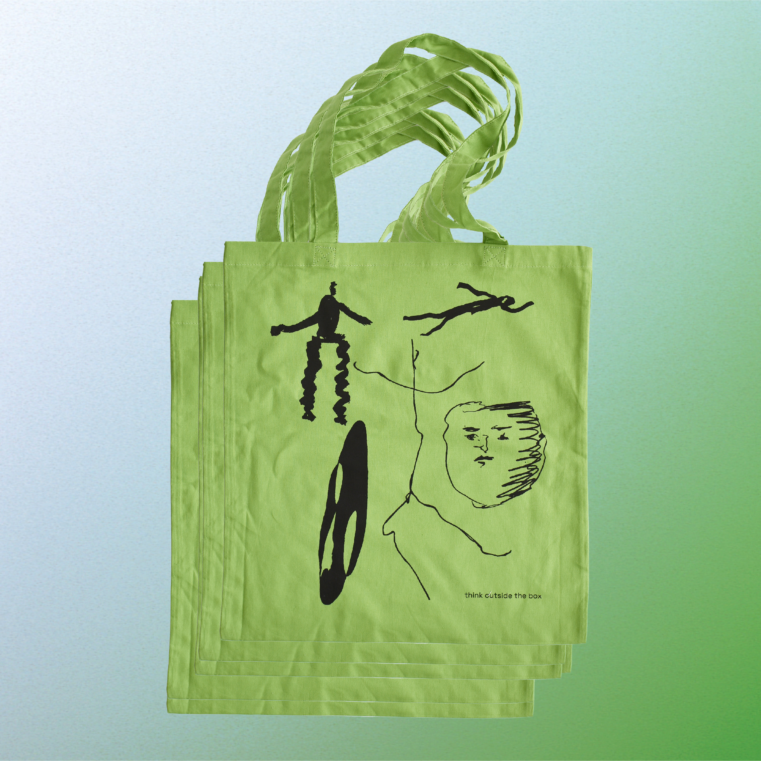 THINK OUTSIDE THE BOX TOTE BAG / green