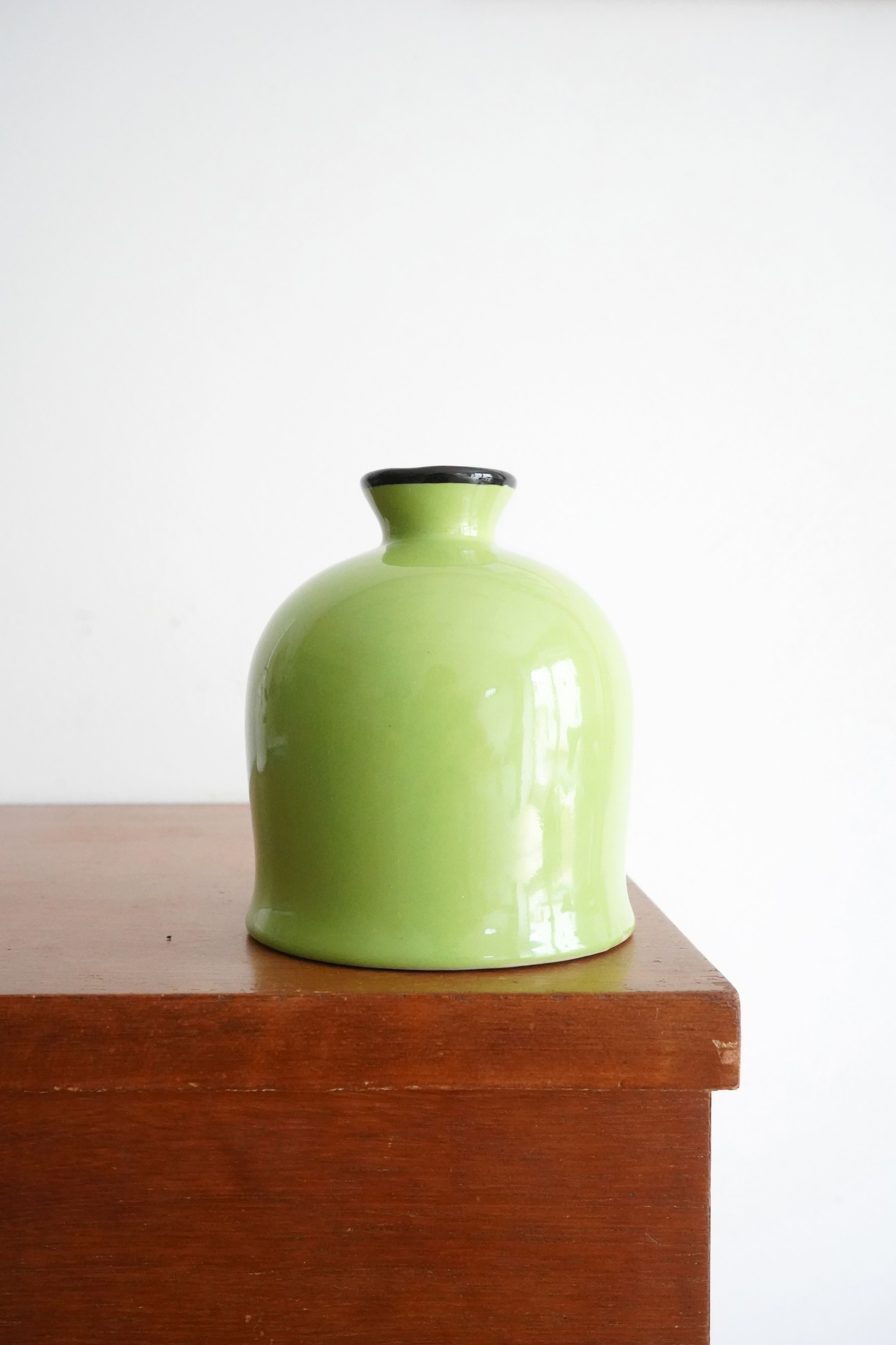 Hand-Painted Ceramic Vase color: green