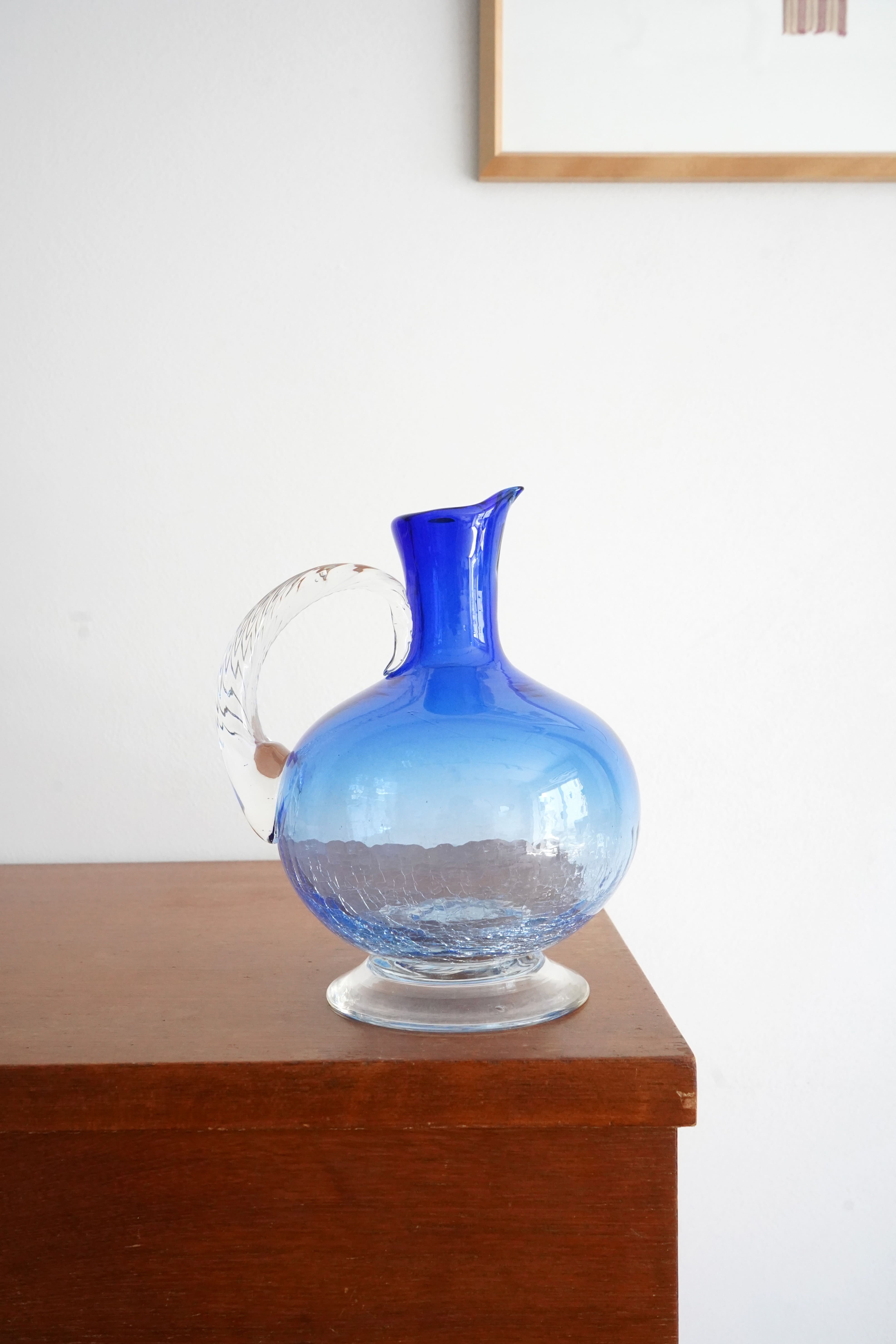 Blue Ripple Glass Vase