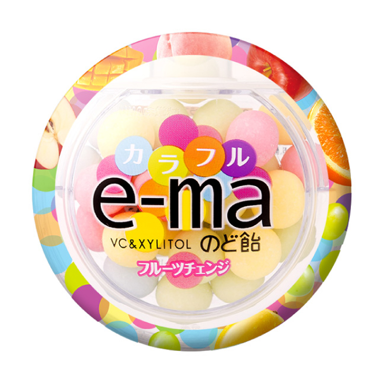 e-maのど飴（容器） カラフルフルーツチェンジ 1袋（バラ売り