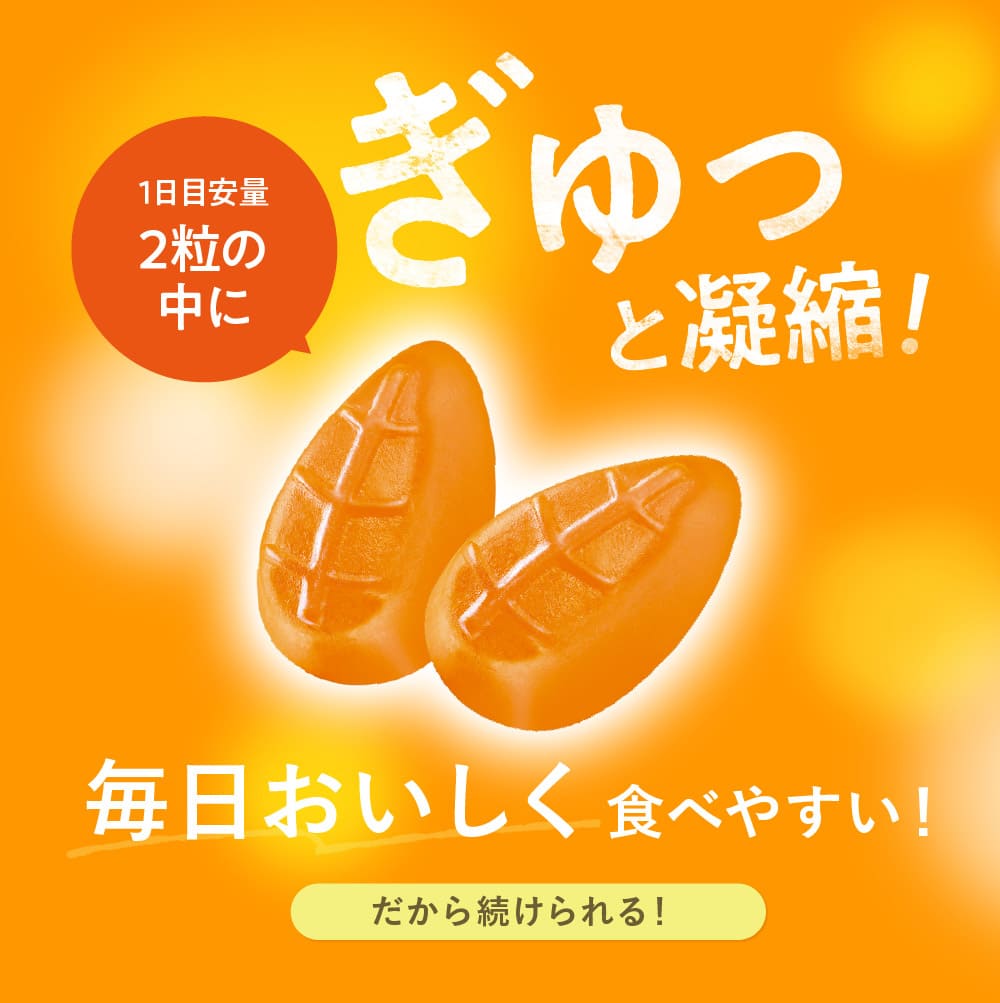 1日目安量2粒の中に ぎゅっと凝縮！