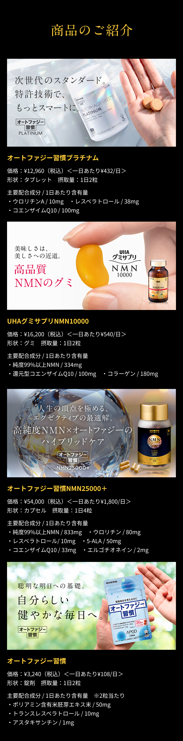 UHA オートファジー・NMNシリーズ 商品紹介