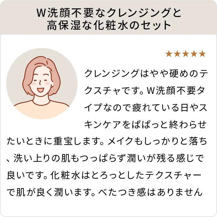 W洗顔不要なクレンジングと高保湿な化粧水のセット