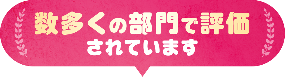 数多くの部門で評価されています