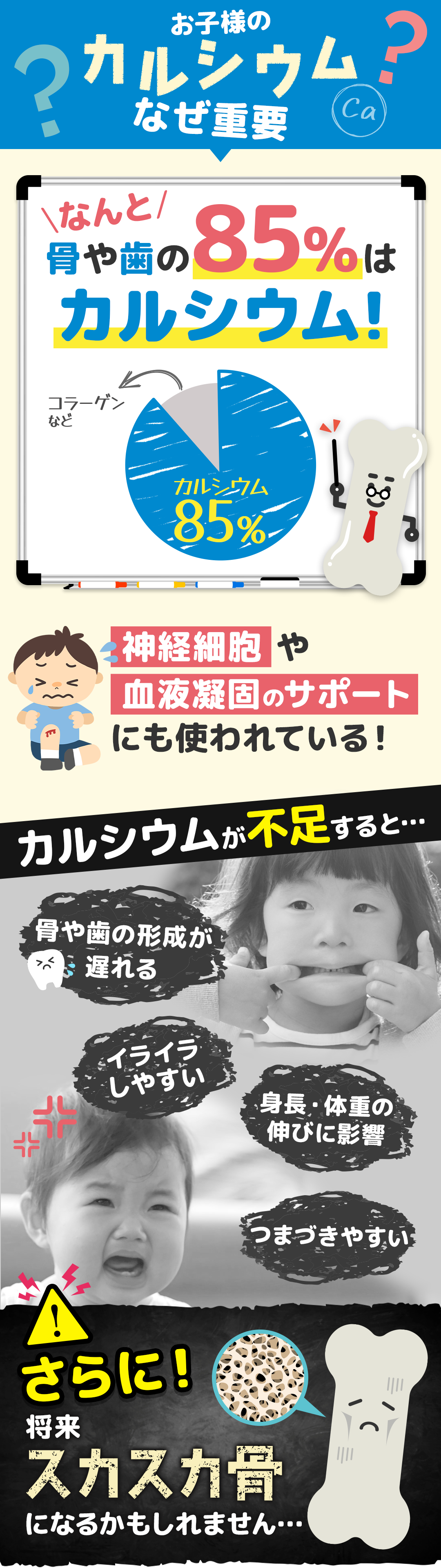 お子様のカルシウムなぜ重要？
