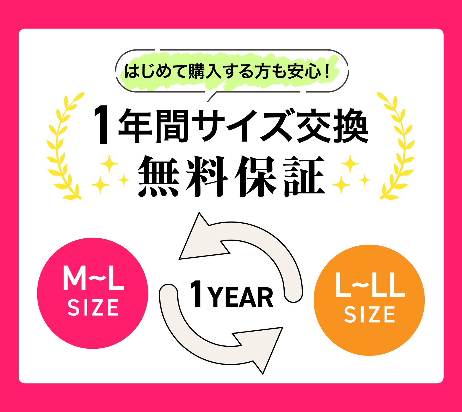 1年間サイズ交換無料保証