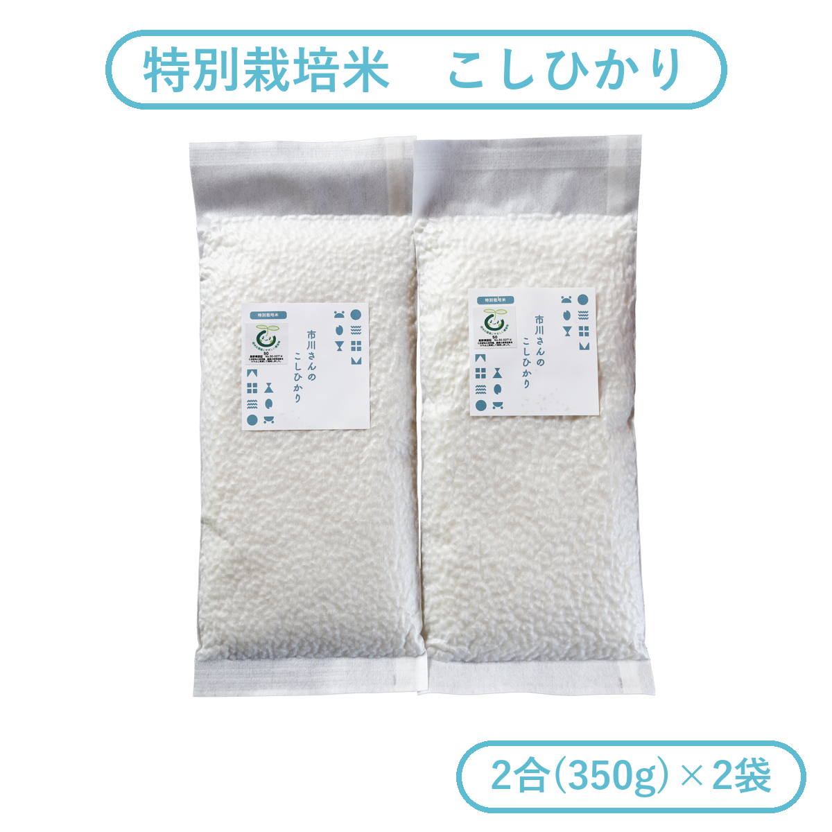 【お試しセット】- 特別栽培米 - 令和7年度産 市川さんのこしひかり （2合×2袋入） お試しセット: 特別栽培米こしひかり（白米・玄米2合×各1袋）