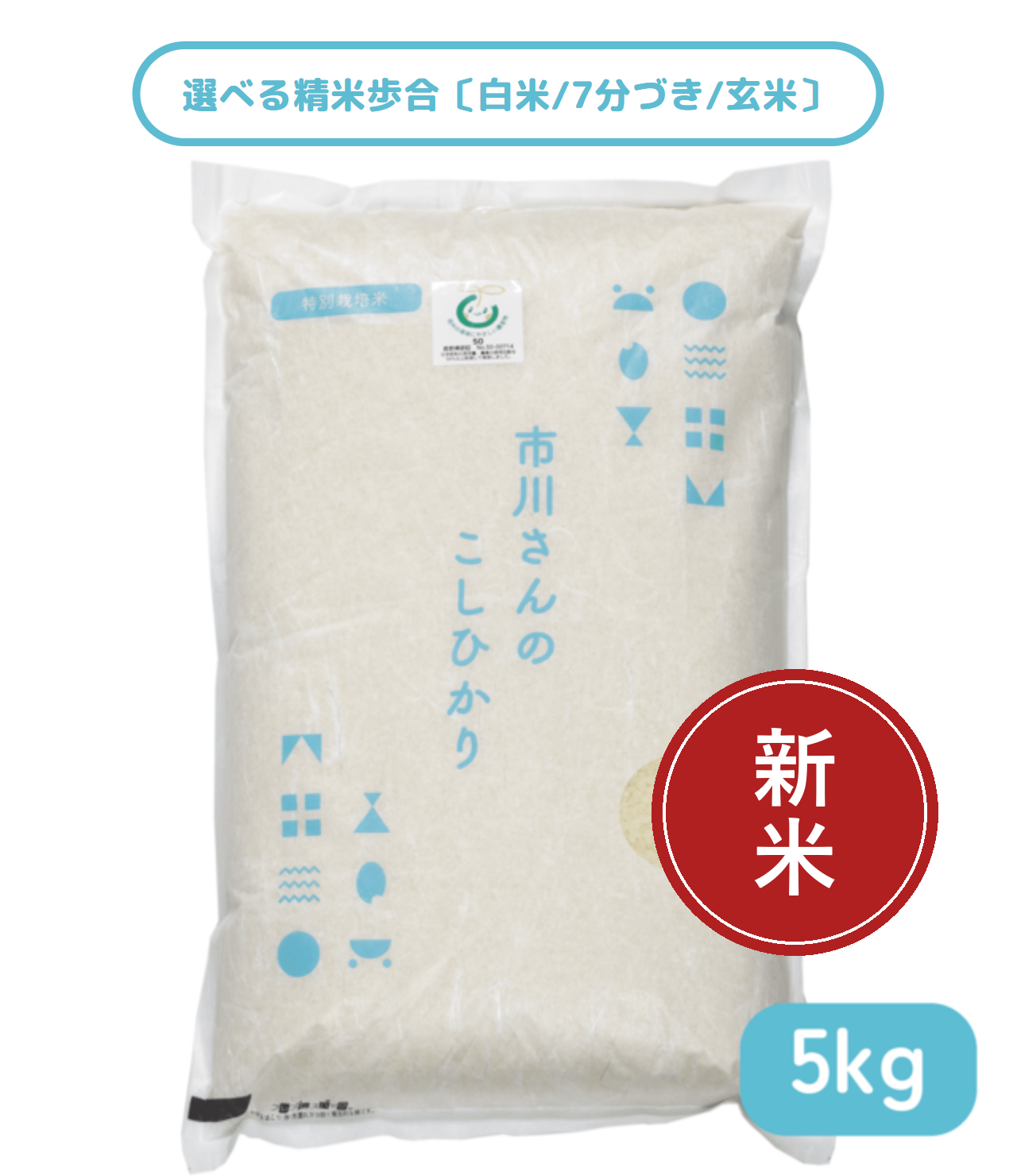 - 特別栽培米 - 令和8年度産 市川さんのこしひかり 5kg 精米歩合: 白米