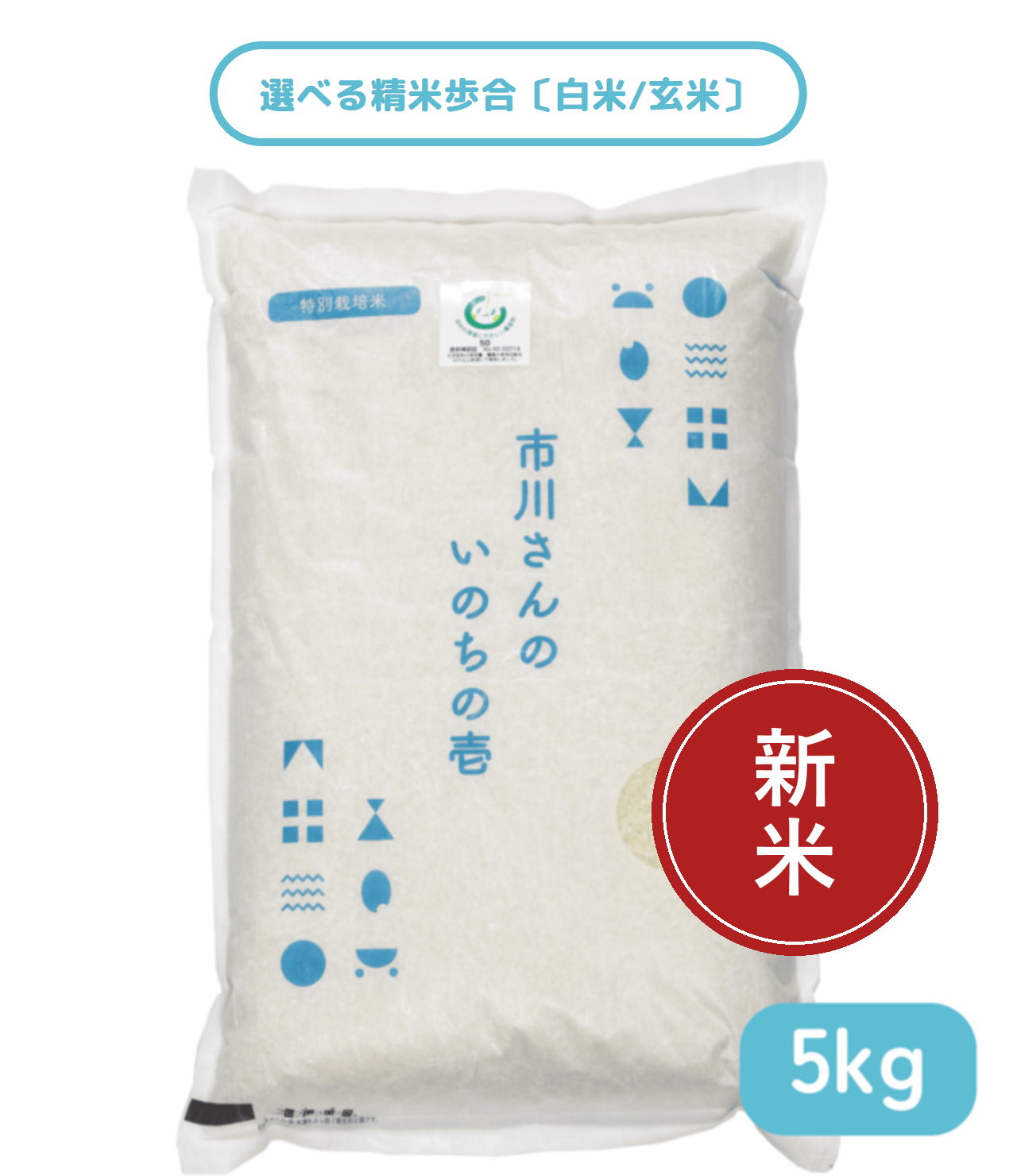 - 特別栽培米 - 令和8年度産 市川さんのいのちの壱 5kg 精米歩合: 白米