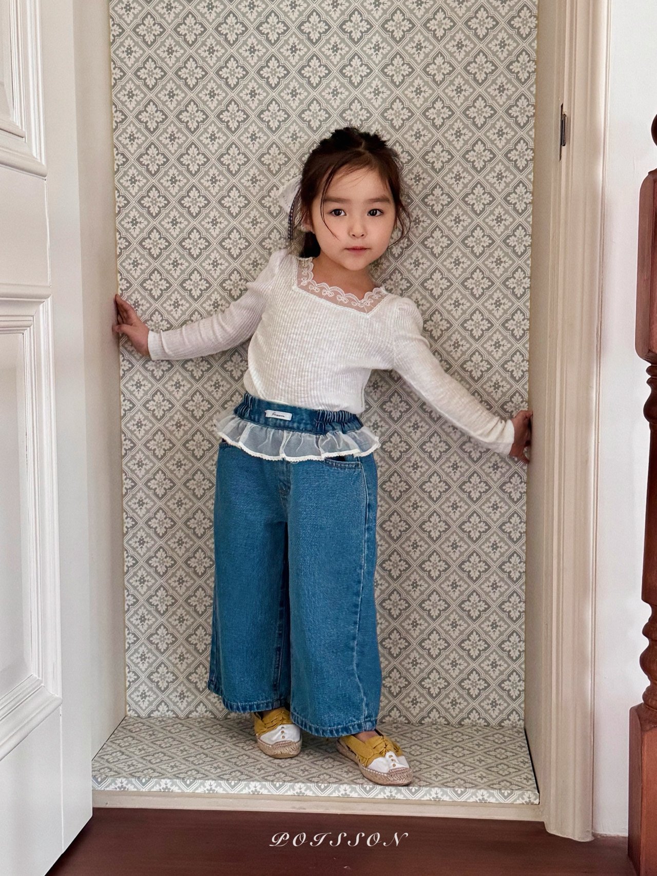 シュシュレースデニムパンツ S: S